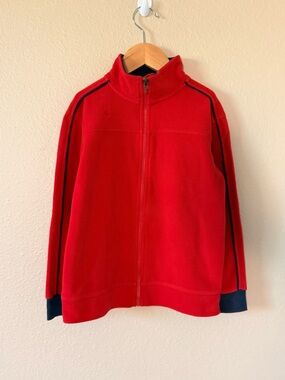 Kids Red Full-Zip Fleece Jacket with Contrast Trim